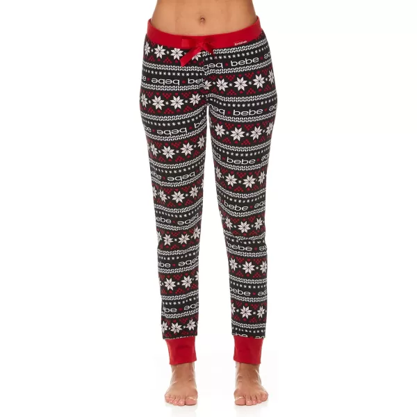 imagebebe Womens Long Sleeve Shirt and Skinny Leg Pants Lounge Pajama Sleep SetBlack Pink