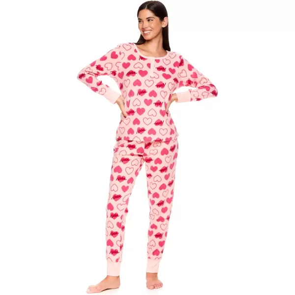 imagebebe Womens Long Sleeve Shirt and Skinny Leg Pants Lounge Pajama Sleep SetPink1
