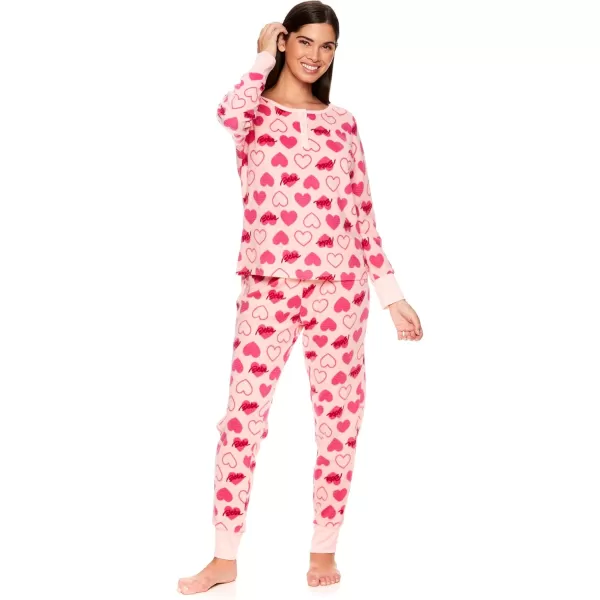 imagebebe Womens Long Sleeve Shirt and Skinny Leg Pants Lounge Pajama Sleep SetPink1