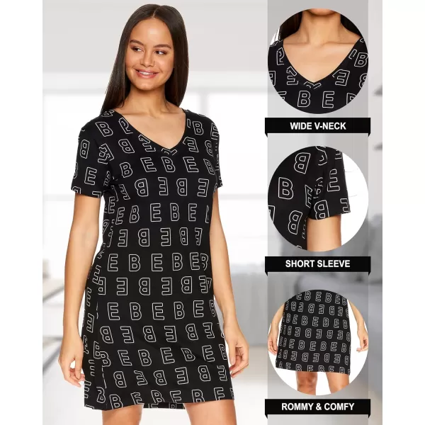 imagebebe Womens Night Dress Short Sleeve Womens Nightgowns ampamp Sleepshirts Womens SleepwearBlack 2