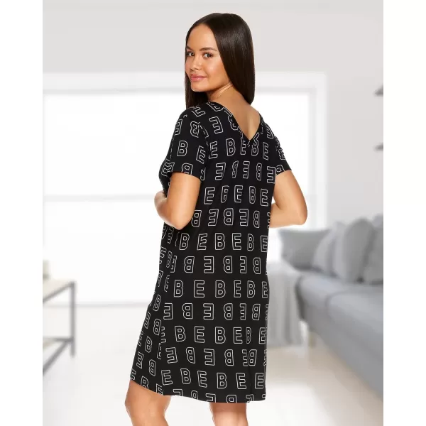 imagebebe Womens Night Dress Short Sleeve Womens Nightgowns ampamp Sleepshirts Womens SleepwearBlack 2