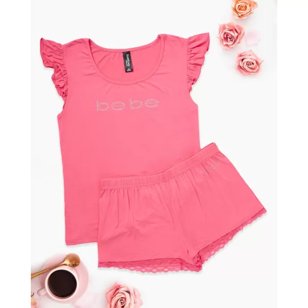 imagebebe Womens Pajamas Set  Shirt and Lounge Pajama Shorts Sleepwear SetCoral