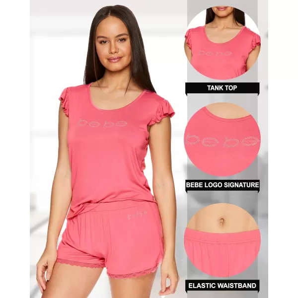 imagebebe Womens Pajamas Set  Shirt and Lounge Pajama Shorts Sleepwear SetCoral