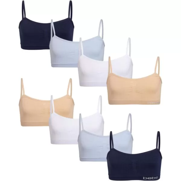 imagebebe Girls Training Bra  8 Pack Seamless Training Cami Sports Bralette SLAlmondWhiteLight PerriNavy