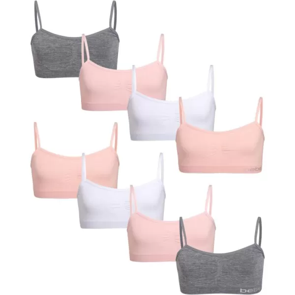 imagebebe Girls Training Bra  8 Pack Seamless Training Cami Sports Bralette SLLight CoralWhiteSweet PinkHeather Grey