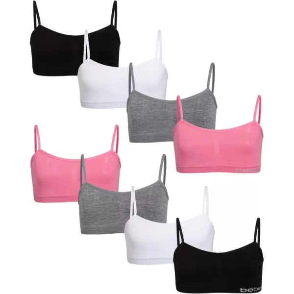 imagebebe Girls Training Bra  8 Pack Seamless Training Cami Sports Bralette SLSoft PinkHeather GreyWhiteBlack