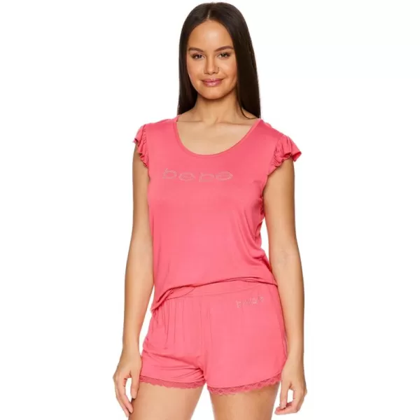 imagebebe Womens Pajamas Set  Shirt and Lounge Pajama Shorts Sleepwear SetCoral