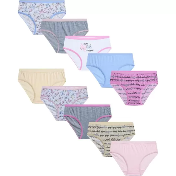 imagebebe Girls Underwear 10 Pack 100 Cotton Bikini Briefs SLYellow Butterfly