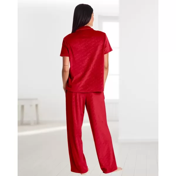 imagebebe Womens Elegant Satin Pajama Set  Adjustable Cami and Shorts  Luxe NightwearCrimson