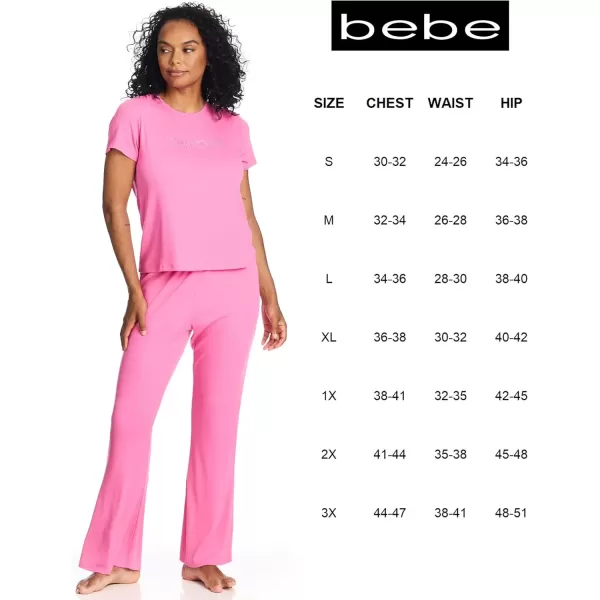 imagebebe Womens Short Sleeve Pajama Set  Soft Lounge Pant Set  Comfortable SleepwearAurora Pink