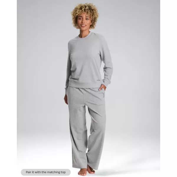 imagebebe Wide Leg Sweatpants for Women French Terry Baggy Sweatpants with Pockets Sweatpants for WomenHeather Grey Wide Leg