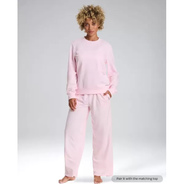 imagebebe Wide Leg Sweatpants for Women French Terry Baggy Sweatpants with Pockets Sweatpants for WomenPink Rose Wide Leg