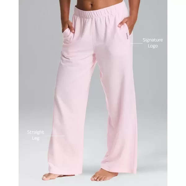 imagebebe Wide Leg Sweatpants for Women French Terry Baggy Sweatpants with Pockets Sweatpants for WomenPink Rose Wide Leg