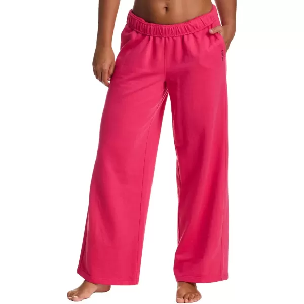 imagebebe Wide Leg Sweatpants for Women French Terry Baggy Sweatpants with Pockets Sweatpants for WomenRasberry Red Wide Leg