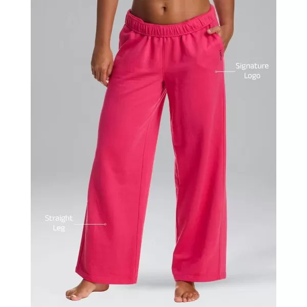 imagebebe Wide Leg Sweatpants for Women French Terry Baggy Sweatpants with Pockets Sweatpants for WomenRasberry Red Wide Leg