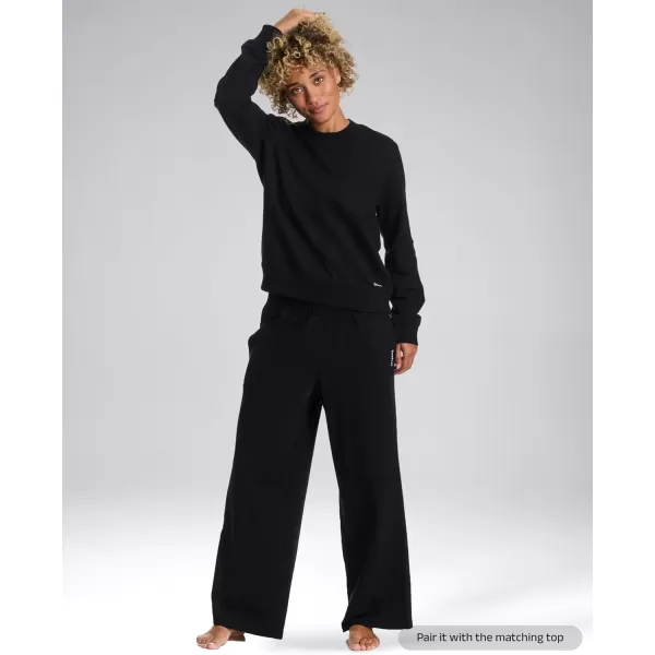 imagebebe Wide Leg Sweatpants for Women French Terry Baggy Sweatpants with Pockets Sweatpants for WomenWide Leg  Black