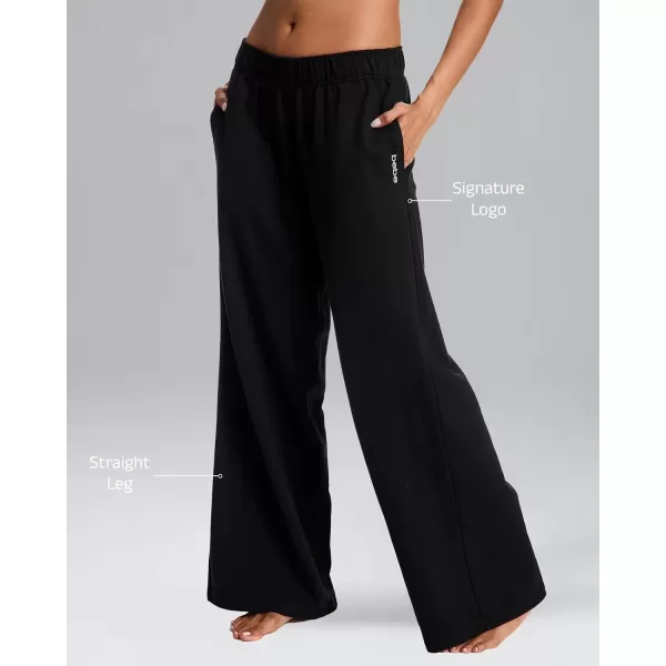 imagebebe Wide Leg Sweatpants for Women French Terry Baggy Sweatpants with Pockets Sweatpants for WomenWide Leg  Black