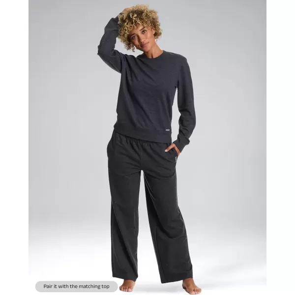 imagebebe Wide Leg Sweatpants for Women French Terry Baggy Sweatpants with Pockets Sweatpants for WomenWide Leg  Charcoal Heather