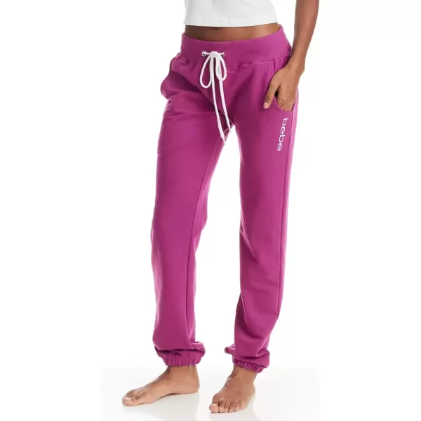 imagebebe Womens Plus Sweatpants French Terry Lounge Pants Sweat Pants for Women with Pockets Berry 1X