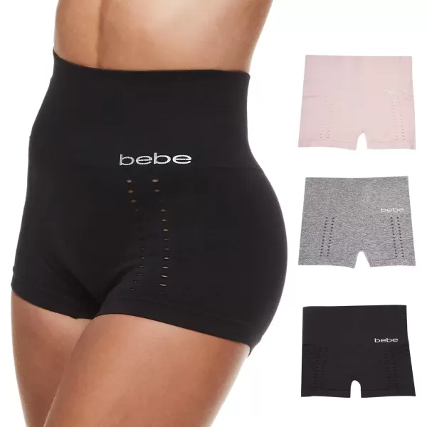 imagebebe Womens Seamless Shapewear Boyshorts  MultiPack TagFree Tummy Control Underwear with Breathable Open Knit DesignDark Grey  Beige  Black