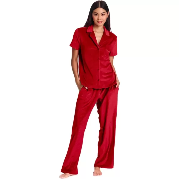 imagebebe Debossed Velour Pajamas for Women Red PJs Sets for Women Plus Size 3X Pajamas for Women Plus Size Crimson 3X