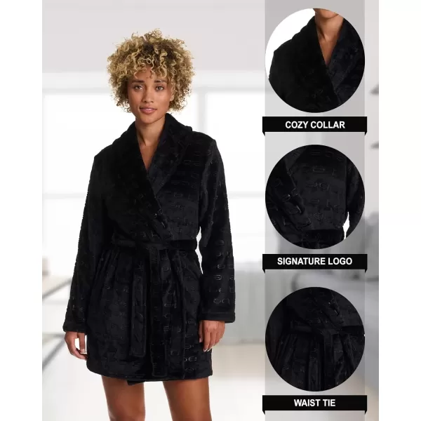 imagebebe Womens MidLength Plush Pajama Lounge Robe BathrobeBlack Beauty