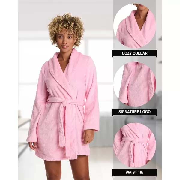 imagebebe Womens MidLength Plush Pajama Lounge Robe BathrobeRose Shadow 2