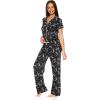 imagebebe Womens 2 Piece Bridesmaid Pajamas Set Short Sleeve Button Down Shirt and PantsBlack 1