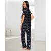 imagebebe Womens 2 Piece Bridesmaid Pajamas Set Short Sleeve Button Down Shirt and PantsBlack 4