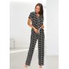 imagebebe Womens 2 Piece Bridesmaid Pajamas Set Short Sleeve Button Down Shirt and PantsBlack Print