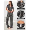 imagebebe Womens 2 Piece Bridesmaid Pajamas Set Short Sleeve Button Down Shirt and PantsBlack Print