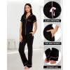 imagebebe Womens 2 Piece Bridesmaid Pajamas Set Short Sleeve Button Down Shirt and PantsBlack2