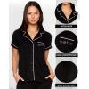 imagebebe Womens 2 Piece Bridesmaid Pajamas Set Short Sleeve Button Down Shirt and PantsBlack2