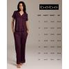 imagebebe Womens 2 Piece Bridesmaid Pajamas Set Short Sleeve Button Down Shirt and PantsBlack3