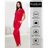imagebebe Womens 2 Piece Bridesmaid Pajamas Set Short Sleeve Button Down Shirt and PantsCabernet