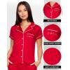 imagebebe Womens 2 Piece Bridesmaid Pajamas Set Short Sleeve Button Down Shirt and PantsCabernet