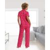 imagebebe Womens 2 Piece Bridesmaid Pajamas Set Short Sleeve Button Down Shirt and PantsCrimson