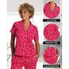 imagebebe Womens 2 Piece Bridesmaid Pajamas Set Short Sleeve Button Down Shirt and PantsCrimson