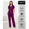 imagebebe Womens 2 Piece Bridesmaid Pajamas Set Short Sleeve Button Down Shirt and PantsDeep Purple