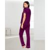imagebebe Womens 2 Piece Bridesmaid Pajamas Set Short Sleeve Button Down Shirt and PantsDeep Purple