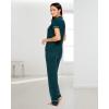 imagebebe Womens 2 Piece Bridesmaid Pajamas Set Short Sleeve Button Down Shirt and PantsDeep Teal