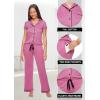 imagebebe Womens 2 Piece Bridesmaid Pajamas Set Short Sleeve Button Down Shirt and PantsMauvepink