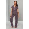 imagebebe Womens 2 Piece Bridesmaid Pajamas Set Short Sleeve Button Down Shirt and PantsMidnight Lavender