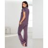 imagebebe Womens 2 Piece Bridesmaid Pajamas Set Short Sleeve Button Down Shirt and PantsMidnightlavender
