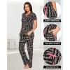 imagebebe Womens 2 Piece Bridesmaid Pajamas Set Short Sleeve Button Down Shirt and PantsRedplum