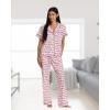 imagebebe Womens 2 Piece Bridesmaid Pajamas Set Short Sleeve Button Down Shirt and PantsRose Shadow