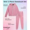 imagebebe Girls Sweatsuit Set  2 Piece Velour Zip Sweatshirt and Jogger Sweatpants  Youth Tracksuit Set for Girls 712Bleached Mauve