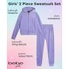 imagebebe Girls Sweatsuit Set  2 Piece Velour Zip Sweatshirt and Jogger Sweatpants  Youth Tracksuit Set for Girls 712Lavendar