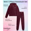 imagebebe Girls Sweatsuit Set  2 Piece Velour Zip Sweatshirt and Jogger Sweatpants  Youth Tracksuit Set for Girls 712Wineberry