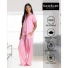 imagebebe Womens Silky Satin Bridesmaid Pajama Set  Button Down Short Sleeve Sleepwear in Luxe PatternsAurora Pink